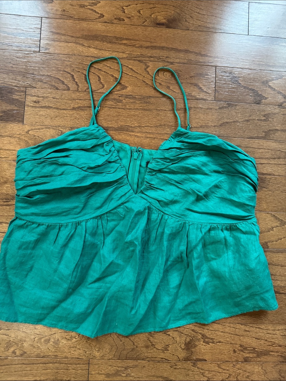 J Crew Women’s Linen Green Spaghetti Strap Bustier Top XL